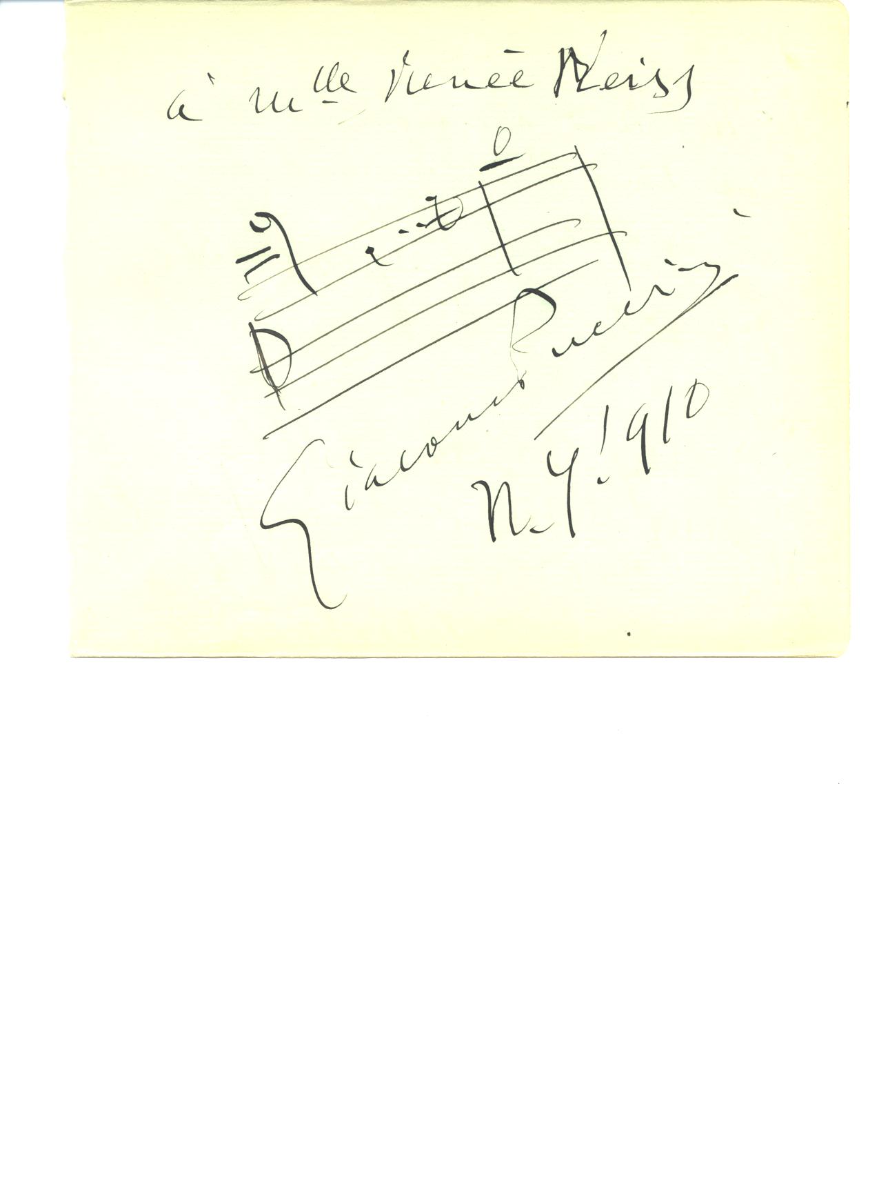 Puccini, Giacomo - Autograph Musical Quotation Signed